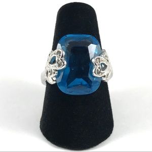 Vintage Kiam Blue Gemstone Silver Ring Size 6.75